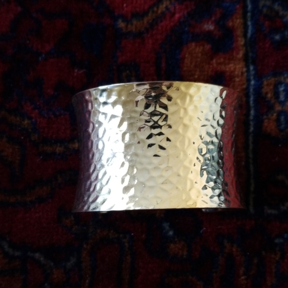 Hammered gold cuff bangle